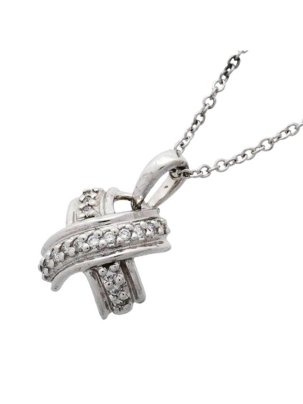 Tiffany & Co Necklace Signature 18K White Gold Diamond